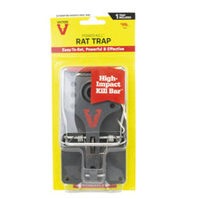 Load image into Gallery viewer, CHS Victor Power-Kill Rat Trap Powerful High-Impact Kill Bar ensures a quick, humane kill Simple to use – set and release with just one click! Large bait trough for easy bait placement Oversized trip pedal is easily activated for higher catch rates Mounting holes allow for attachment to pipes, beams and other hard-to-access places where rats thrive