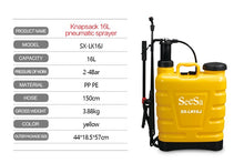 Load image into Gallery viewer, CHS 16 Litre yellow plastic backpack manual pesticide/insecticide sprayer with fiber glass lance wand