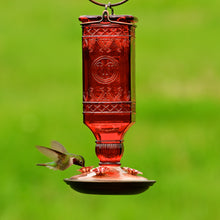 Load image into Gallery viewer, Perky-Pet 24 oz Red Square Antique Bottle Glass Hummingbird Feeder #8116-2