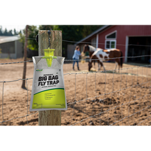Load image into Gallery viewer, CHS Rescue Disposable Big Bag Fly Trap (Large) contains a fast acting attractant that is activated by adding water to the bag, attractant is comprised of food and feed ingredients, and other food flavorings generally recognized as safe