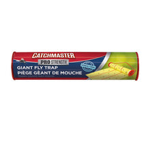 Load image into Gallery viewer, Catchmaster Giant Fly Roll, adhesive fly trap with red and green packaging, labeled for use in high fly infestation areas.