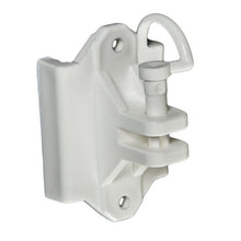 Load image into Gallery viewer, CHS Zareba White Pin-Lock Wood And T-Post Insulator Tightly fastens electrified wire to wood, metal and T-posts (1.25 or 1.33 T-posts) For 9 gauge through 22 gauge high-tensile steel wire and aluminum wire, all polywire (both regular and, and polyrope up to ¼” in diameter Molded pin holds wire tightly Nails are not included 25 insulators per bag (IWTPLW-Z)