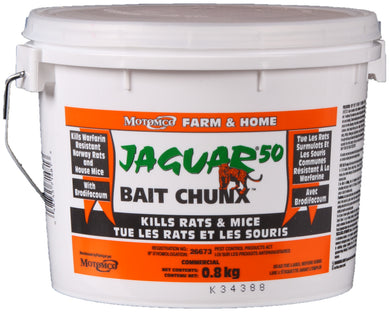 CHS Jaguar Bait Chunx 0.8kg pail 40 x 20g Strongest Single-Feeding Anticoagulant Available -Brodifacoum