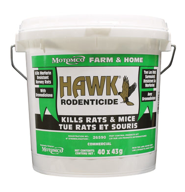 CHS Hawk Bait Pellets Bait Packs 1.7kg kills Warfarin resistant Norway Rats. Norway rats and house mice may consume lethal dose in first feeding with first dead rodents appearing four to five days after treatment begins