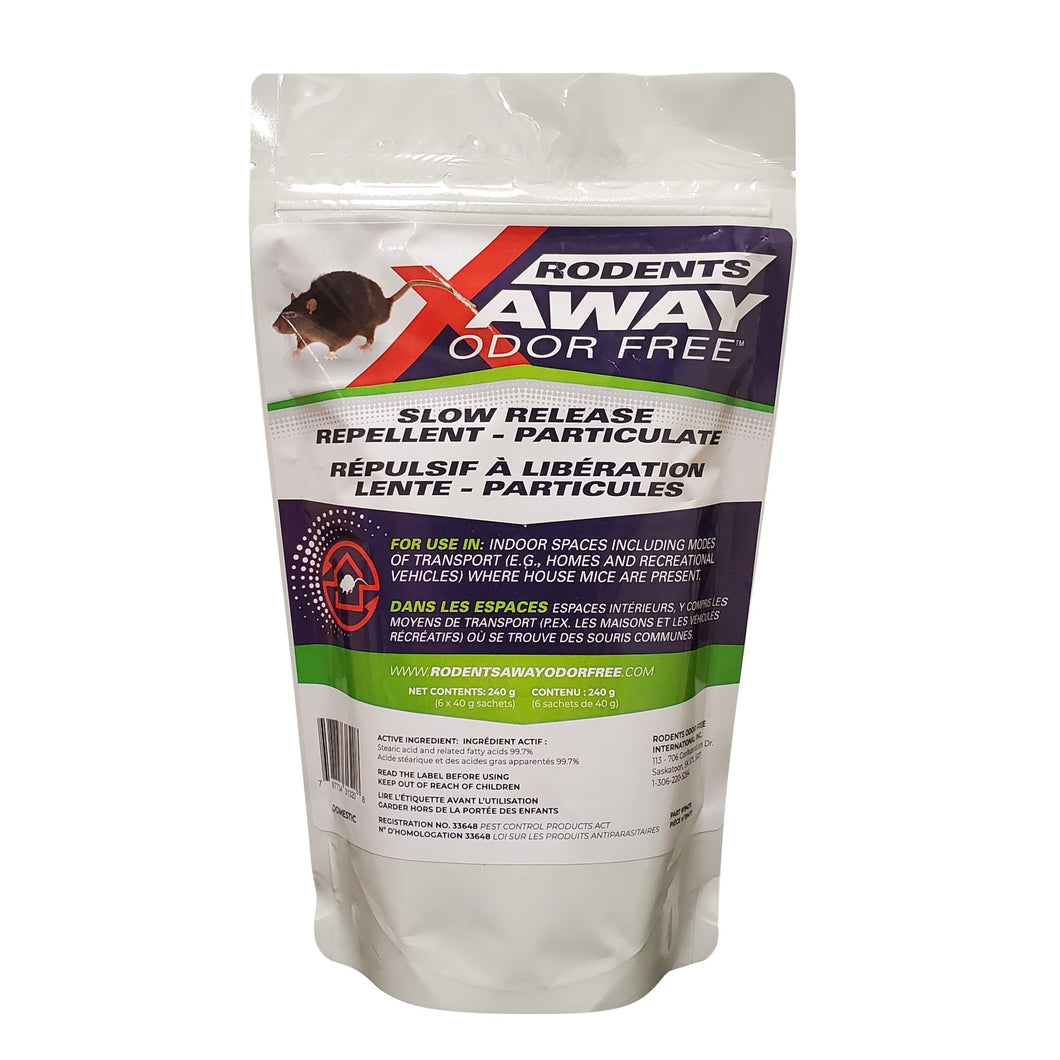 CHS Rodents Away Odor Free 6x40g natural ingredients, FOR USE IN Indoor Spaces, including Modes of Transport Examples: Homes, Cabins, Boats, Cars, RVs, Tractors, Trailers