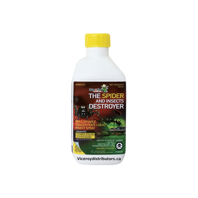 CHS SUPERIOR The Spider & Insects Destroyer 500ml Concentrate Kills several varieties of insects, spiders, earwigs, ants and most crawling insects.  For indoor and outdoor use Effective for gardens, on trees and buildings Guarantee: Permethrin : 12.5 g/litre 3 week residual
