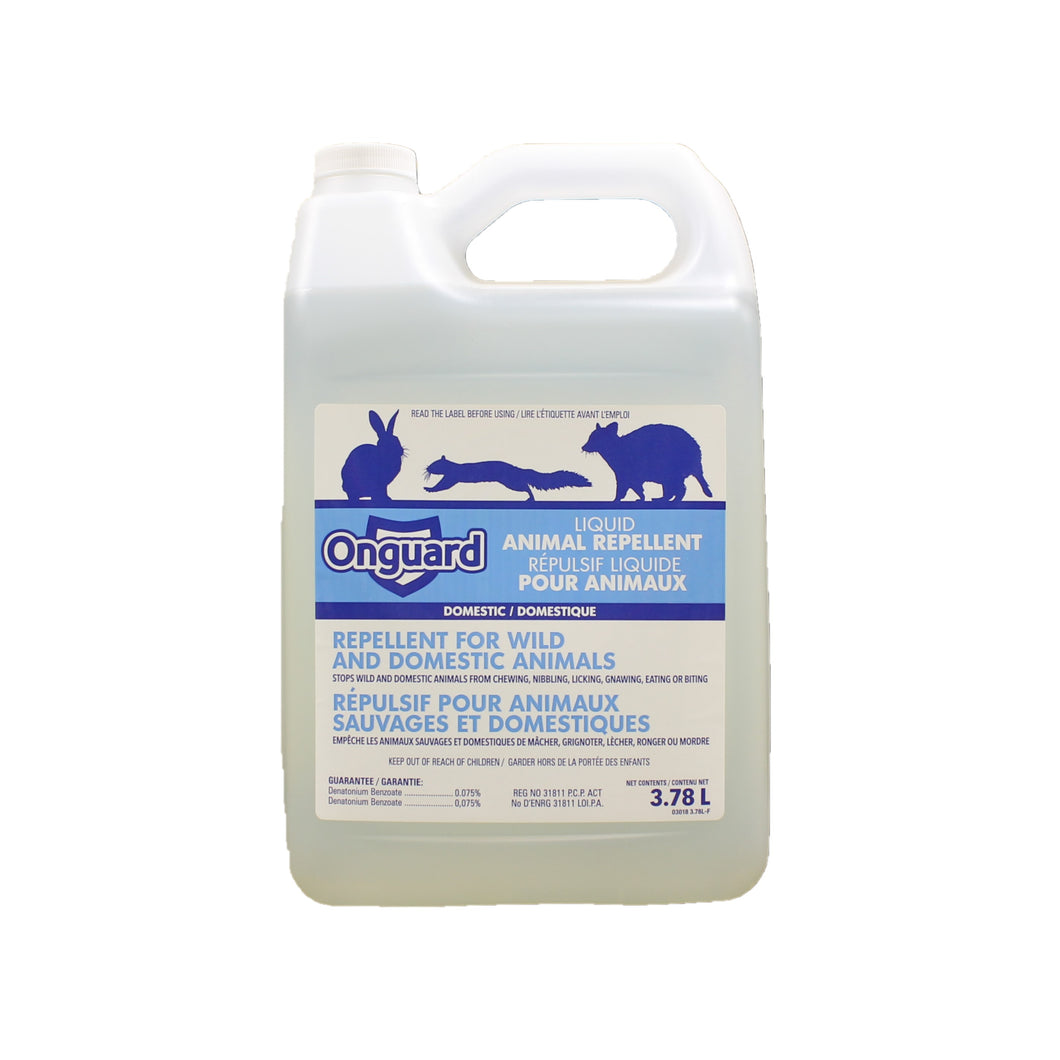CHS ONGUARD Liquid Animal Repellent 3.78L GUARANTEE: DENATONIUM BENZOATE0.075% Contains sodium benzoate at 0.1% as a preservative