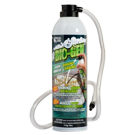 CHS Bio-gen Drain Foam 510g bio-energized foaming drain cleaner Safely and efficiently breaks down organics in all types of sink, trough and floor drains, garbage disposals, bar and fountain drains, ice-cream dipper well drains, ice machine drains as well as drip trays of all types