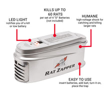 Load image into Gallery viewer, CHS Rat Zapper Ultra Rodent Trap, perfect for larger rodents, Hands-free no touch, no view disposal reduces the yuck factor Safe and sanitary while always wise to use caution around kids and pets, there is no blood, mess, chemicals, or poisons
