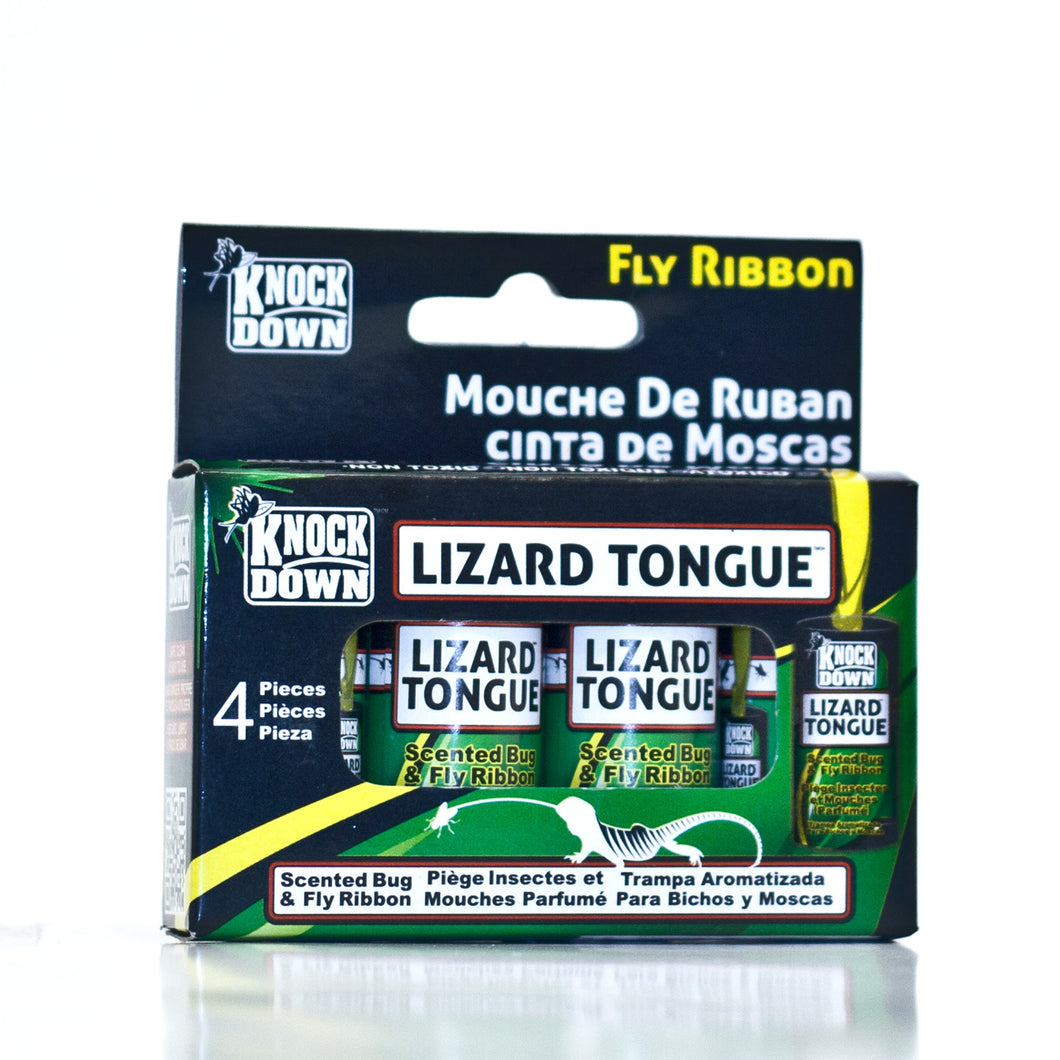 CHS KD Knock Down Lizard Tongue Fly Ribbon 4/pk Specially scented fly paper lasts up to 3 months Indoor/Outdoor use, no vapors, non-toxic natural pest solution