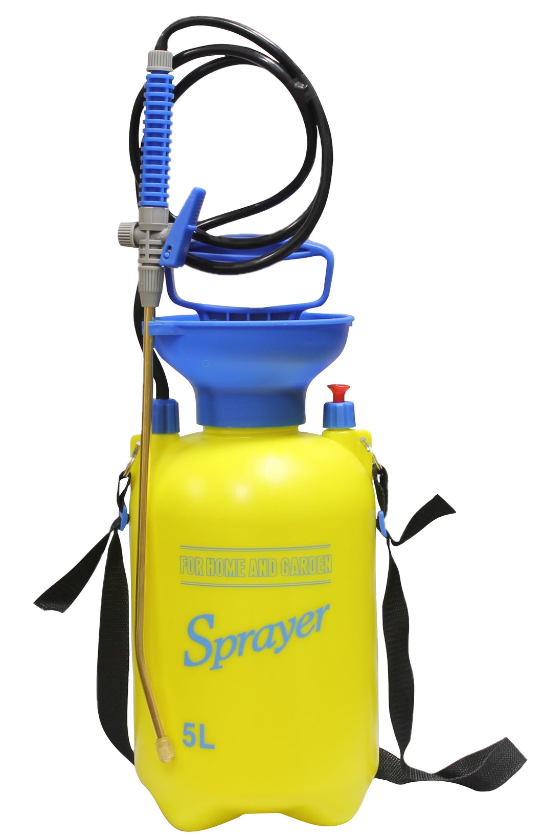 CHS Yellow 5 Litre High pressure portable manual pump shoulder strap insecticide/pesticide sprayer with brass lance wand