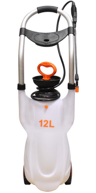 CHS 12 Litre orange handle White pull cart style pesticide/insecticide pump sprayer on wheels