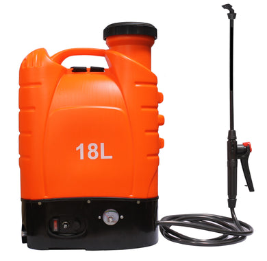 CHS V&L 4GL/18L Battery Powered Back Pack Sprayer with 12V10Ah Lead-acid battery. Multiple spray pattern Options with variable speed PSI control switch (28-65lbs of stream pressure). 4 spray modes, 10 hour battery spray life, 3 hour recharge time