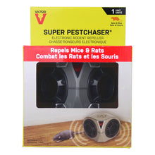 Load image into Gallery viewer, CHS Victor Super PestChaser Electronic Rodent Repeller emits high frequency sound waves that effectively repel rodents from protected areas, ideal for use in larger rooms, such as kitchens, garages, attics and basements.

