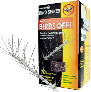 CHS Bird X Stainless Steel Bird Spikes (10 Feet) flexible safe effective permanent solution stops pest birds from landing on surfaces