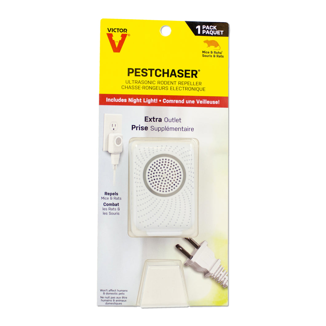 CHS Victor PestChaser High Frequency Rodent Repellent with Nightlight & Extra Outlet provides an effective barrier to keep mice and rats away from your home, inaudible to humans 