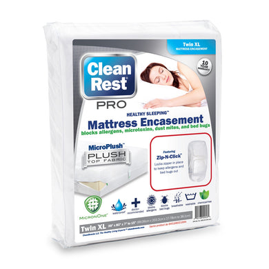 CHS Clean Rest Pro 100% bugproof waterproof Mattress Encasement (Twin XL) provides a breathable barrier that blocks bed bugs and all micro-toxins larger than one micron like dust mites, mold spores, pet dander and pollen Patented zip-n-click closure prevents bed bug migration