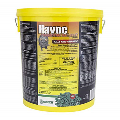 CHS Havoc Rodenticide Bait Packs (Pellets) 4kg pail (Commercial) Brodifacoum……….0.005% Kills Rats and Mice for indoor use only