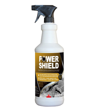 CHS Power Shield Horse Insect Repellent 1LT with Sprayer, MULTIPLE SPECIES Kills and repels Stables flies, horse flies, deer flies, house flies, horn flies, mosquitoes, biting midges, fleas, chiggers, and lice. LONG LASTING PROTECTION Repels multiple species for 3 to 5 days using only 1 spray application on the first day, sufficiently coating the hair, long lasting, non-oily residual insecticide and repellent that contains 0.10% pyrethin, 1.0% piperonyl butoxide and 0.5% permethrin