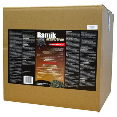 CHS Ramik Brown 20kg Box, control of pine and meadow voles in apple, pear, peach and nectarine orchards, in nut orchards and Christmas tree farms, commercial nurseries and tree plantations. Also controls commensal rats and mice in terrestrial nonfood / non feed areas, commercial use only