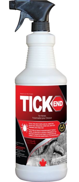 CHS Tick End For Horses 1L w/ Sprayer domestic (water based) repellent and is a ready to use body spray for Horses Pyrethrin 0.33%