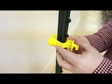 Load and play video in Gallery viewer, CHS Zareba Yellow T-Post Screw-On Insulator - 1-Pack Screw-on insulator Fits securely on standard (1-1/4 or 1.33) studded t-post Eliminates dislodging in high winds or under heavy loads 25 Insulators per bag (ITSOY-Z)
