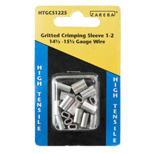 Load image into Gallery viewer, CHS Zareba Crimping Sleeve 1-2 - 1-Pack Quickly splice wire, in-line strainers or loops at end posts Use three sleeves per splice for wire, two sleeves for end post loops and in-line strainer attachment Crimping tool required For use with 14-1/2 to 15-1/2 gauge wire (HTGCS1225)
