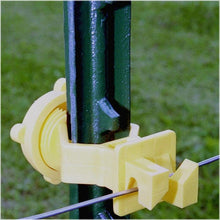 Load image into Gallery viewer, CHS Zareba Yellow T-Post Screw-On Insulator - 1-Pack Screw-on insulator Fits securely on standard (1-1/4 or 1.33) studded t-post Eliminates dislodging in high winds or under heavy loads 25 Insulators per bag (ITSOY-Z)
