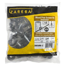 Load image into Gallery viewer, CHS Zareba Black Ring Insulator - 1-Pack For 9 gauge through 22 gauge high-tensile steel wire and aluminum wire, all polywire (both regular and heavy duty), and polyrope up to ¼” in diameter Angled slot ensures wire retention 25 insulators per bag (Black) (IWSIRB-Z)
