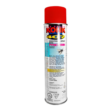 CHS Konk 407 Pyrethrin 454g can be used to combat Flies, Mosquitos, Wasps, Gnats, Cockroaches, Ants, Crickets, Carpet Beetles, Centipedes, Millipedes, Snowbugs, Spiders, Silverfish, Indian Meal Moths,. Confused Flour Beetles, Sawtoothed Grain Beetles, Rice Weevils, Bed Bugs and Fleas For use in Restaurants, Super Markets, Bottling Plants, Hospitals, Hotels, Motels, Buses, Trains, Ships and more Active ingredient pyrethrin Product is for commercial and pest control use only