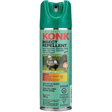 CHS Konk Insect Repellant 190g repels mosquito’s, black flies, ticks, and chiggers. Contains 28.5% DEET