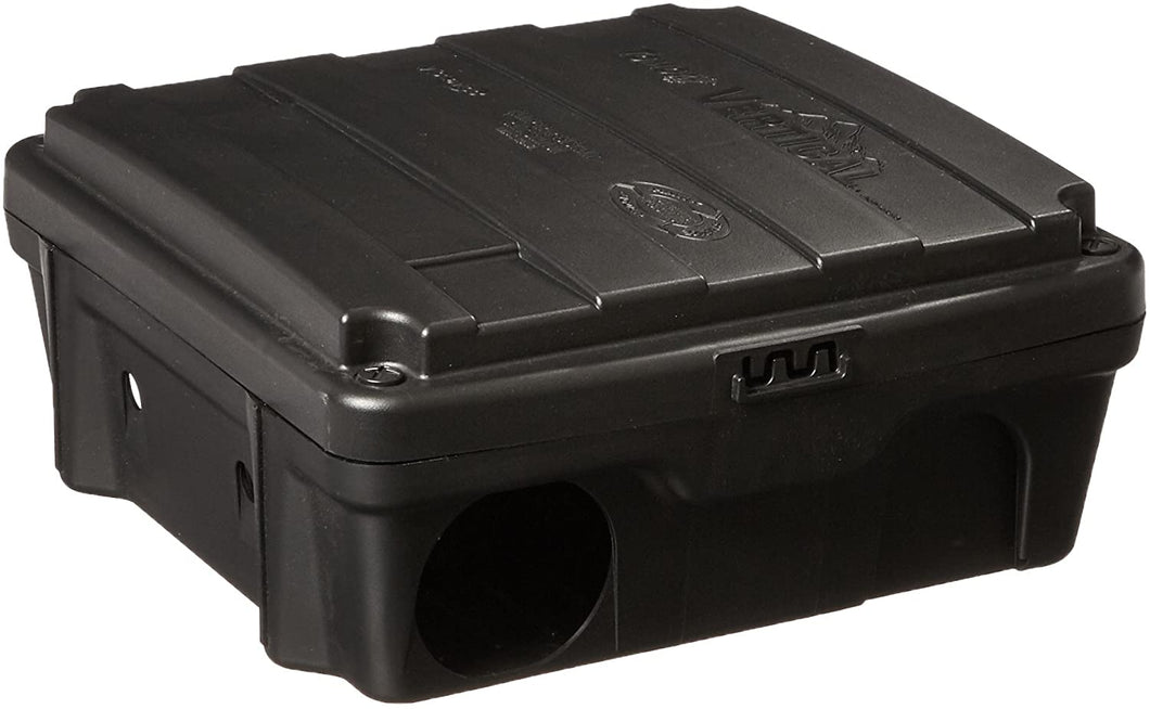 CHS Motomco Tomcat Vertical Rat Bait Station black, tamper-resistant easily fastened to walls, vertically or horizontally Removable tray for easy cleaning. Indoor or outdoor use