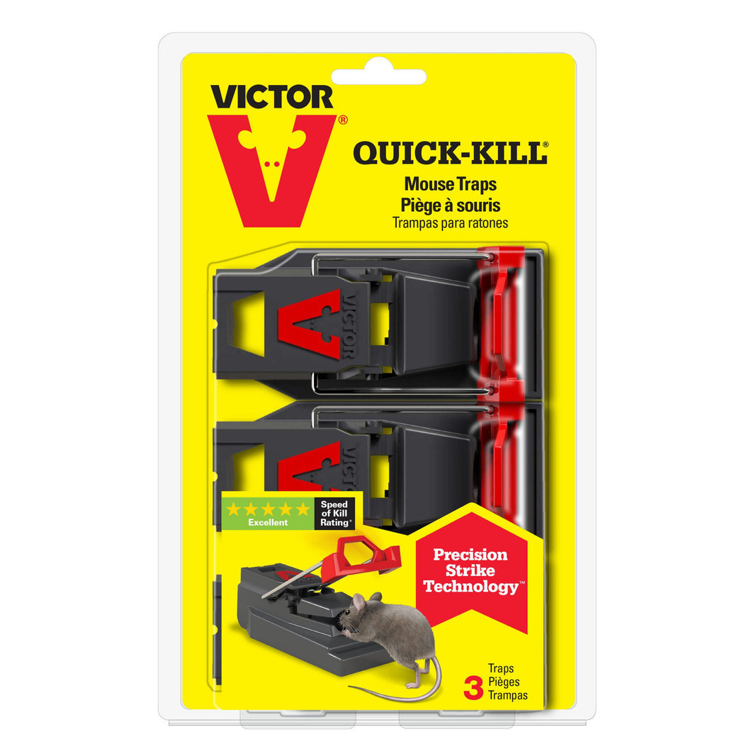 CHS Victor Quick Kill mouse Trap 3-Pack Ideal for runaway trapping Precision Strike Technology : Perfect placement for a quick, humane kill